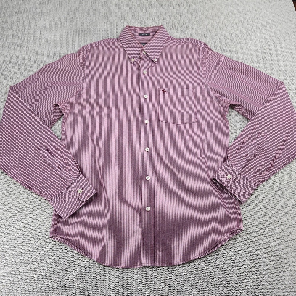 Abercrombie & Fitch Shirt Mens Large Striped Muscle Fit Button Up Pocket